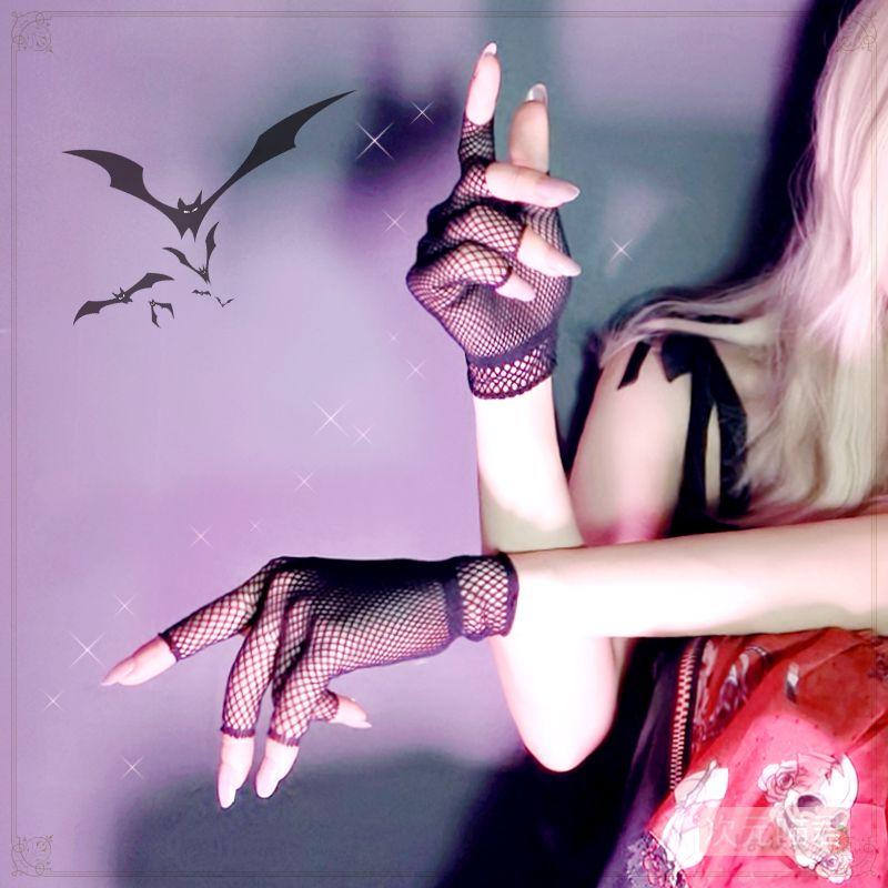 

Cos Миди Длина Длинная Длина Женский Панк Стиль Веселая Сетка Лолита Black short Net