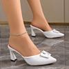 Ladies Shoes 2024 Butterfly Pointed Toe Women's Brown Slippers Dress Office Slip on Ladies Heeled Shoes Thin Heel Female Mules