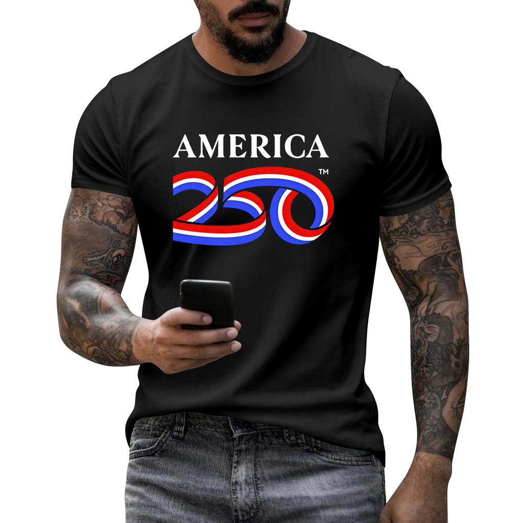 Men's Casual Short Sleeve T-Shirt Crew Neck Letter Print 250th Anniversary Commemorative Graphic Tee 1776 to 2026 Cotton Blend