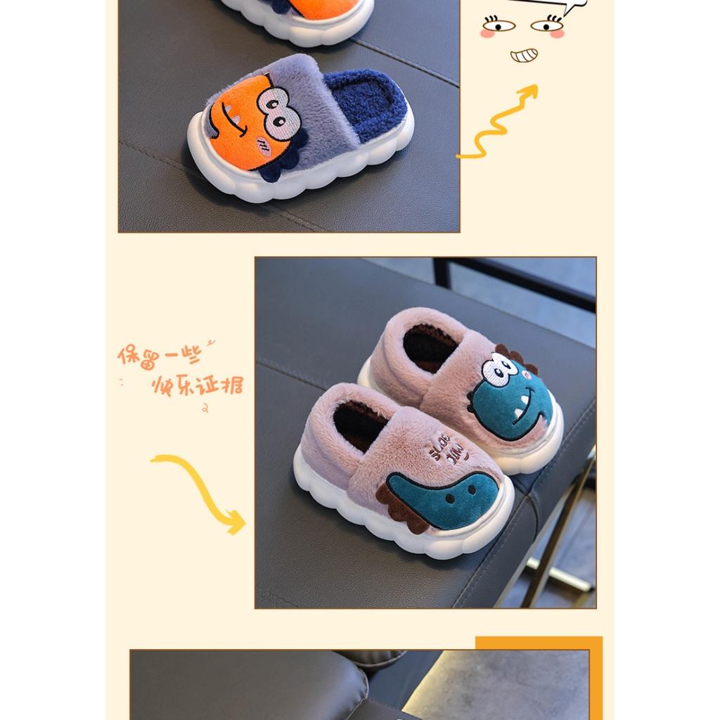 Children's Cotton Slippers for Winter, Boys' Dinosaur Indoor Home, Girls' Baby, Children's Anti Slip Parent-child Cotton Shoes