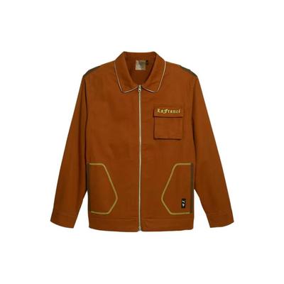 LaMelo Ball LaFrance Logo Print Long Sleeve Zip-Up Collared Jacket Men Outerwear Brown 622826-01