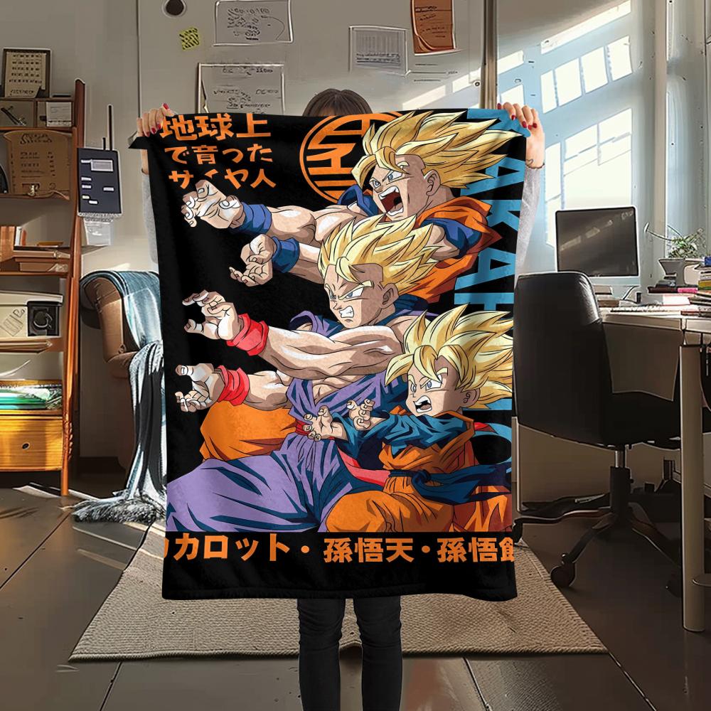 Coperta in Flanella con Stampa Personaggi Dragon Ball, Alta qualità Confortevole per Tutte le Stagioni, Arredamento per la Casa, Calore e Comfort, Perfetta per Regali di Natale