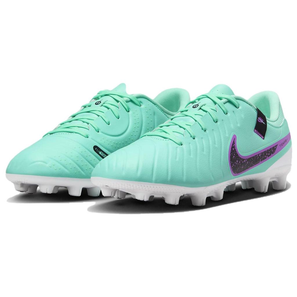 Nike Tiempo Legend 10 Low Top Lace Up HG (Rubber Short Studs) Artificial Grass Soccer Shoes Men Soccer Shoes Purple Green DV4339-300
