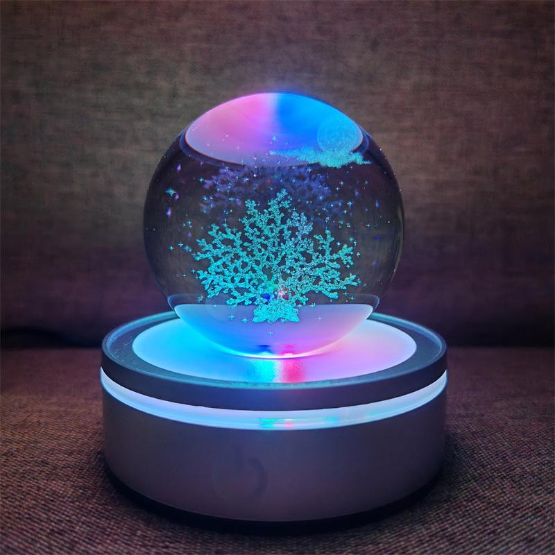 Veilleuse boule de cristal lumineuse planète galaxie astronaute 3D RVB lune lampe de table lampe d'ambiance décorations de table cadeaux pour enfants