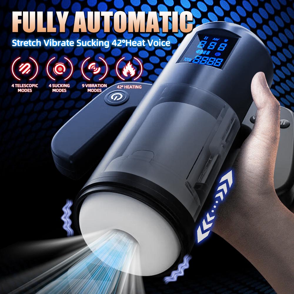 Male Masturbator Automatic Sucking Male Masturbation Cup Vibration Telescopic Heated Blowjob Pussy Pocket Rubbing Masturbation Toy Adult Goods for Men