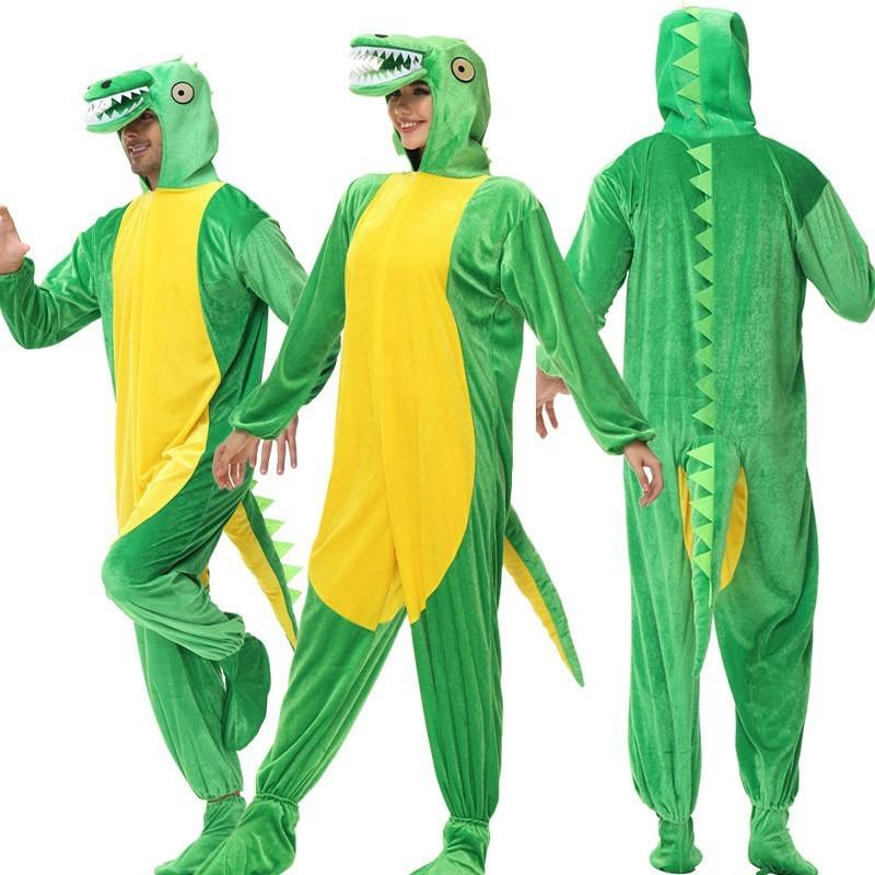 Halloween Costume Adult Animal Costume Tyrannosaurus Rex Green Dinosaur Animal onesie Costume