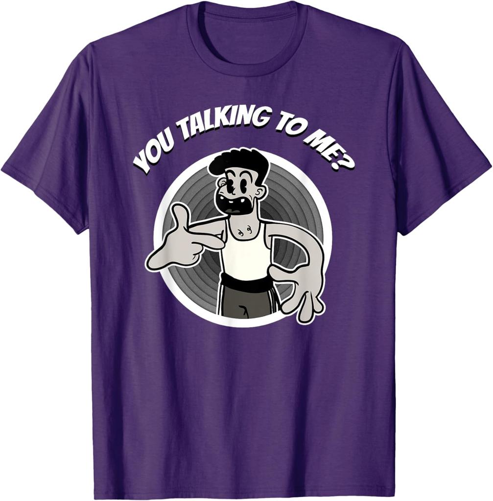 You Talking To Me Retro Cartoon Graphic Tee Men Casual Breathable Cotton TShirt