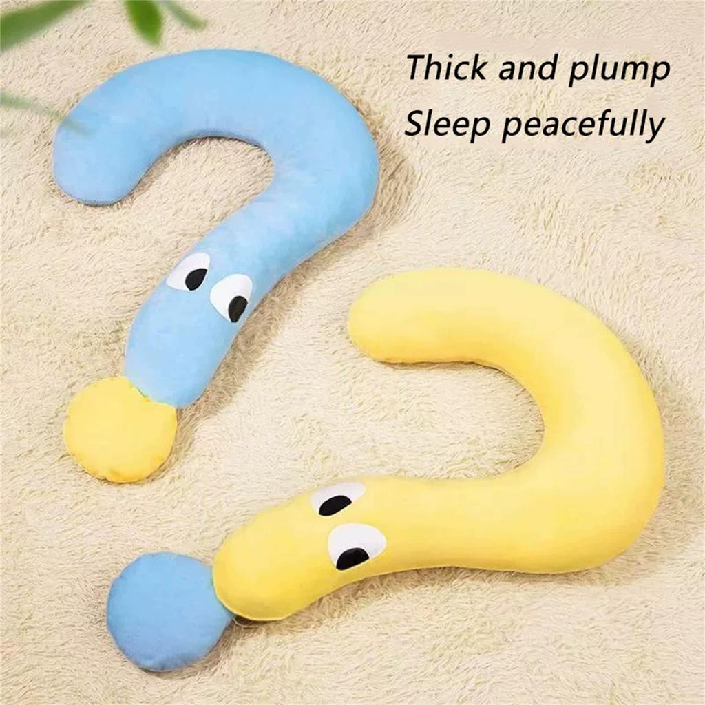 Question Mark Shaped Plush Pet Pillow, Large Soft Cushion for Cats, Yellow and Blue (Yellow)