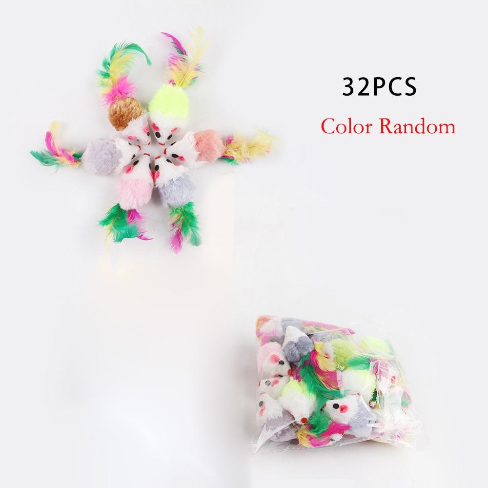 4/16/32/48PCS Bite Resistance False Mouse Pet Cat Simulation Color Kitten Cat Toy Cat Funny Playing Indoor Cat Game Supplies