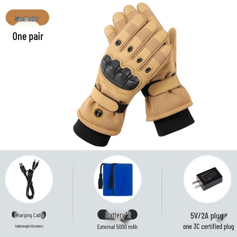 

Rechargeable Electric Heated Gloves for Men: Winter Motorcycle Riding, Thickened Velvet for Warmth and Cold Protection Medium песочный