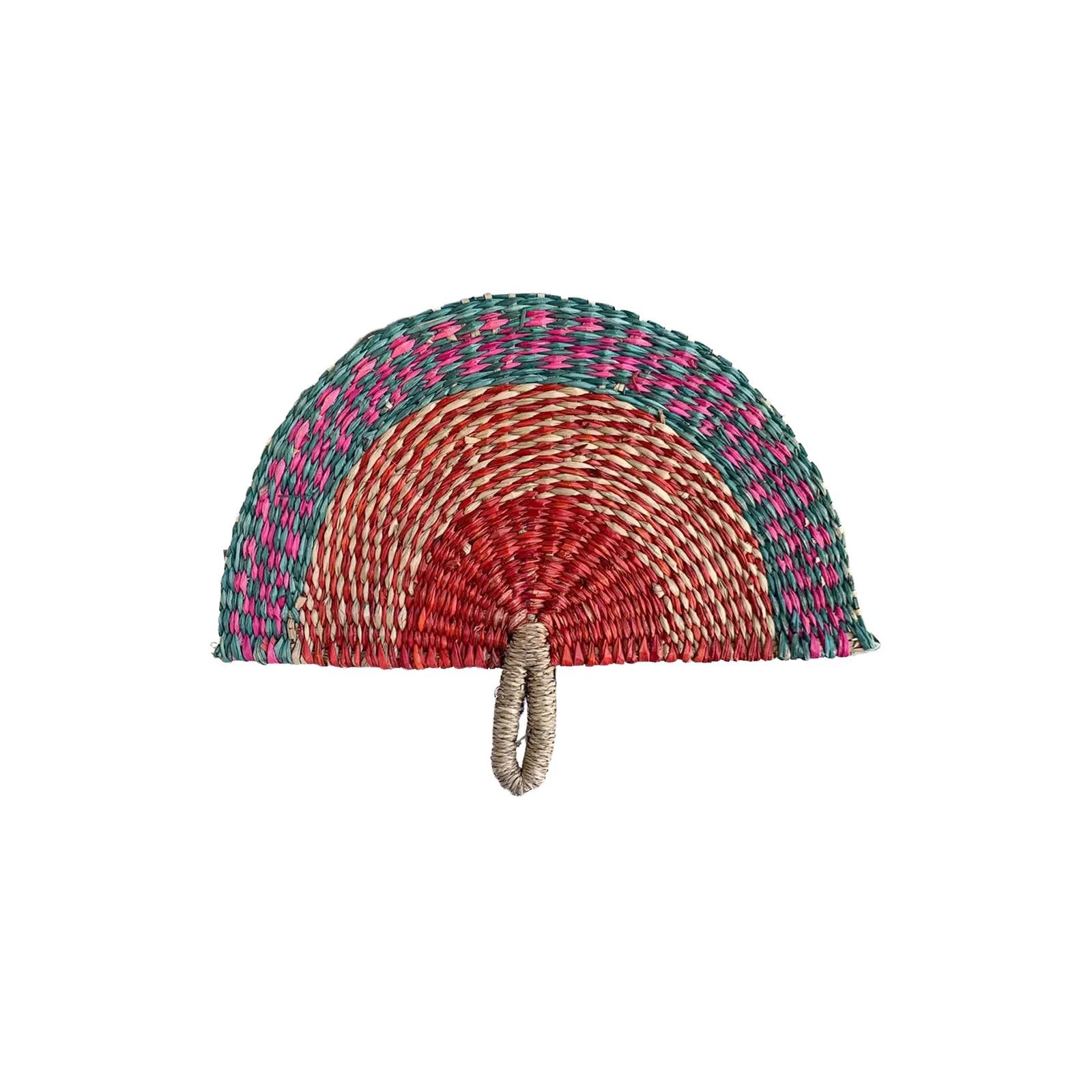 

Handwoven Straw Fan Traditional Folding Fan Large Size Vintage Style Ethnic Pattern Decorative and Functional Hand Fan for Daily Use and Display One Size
