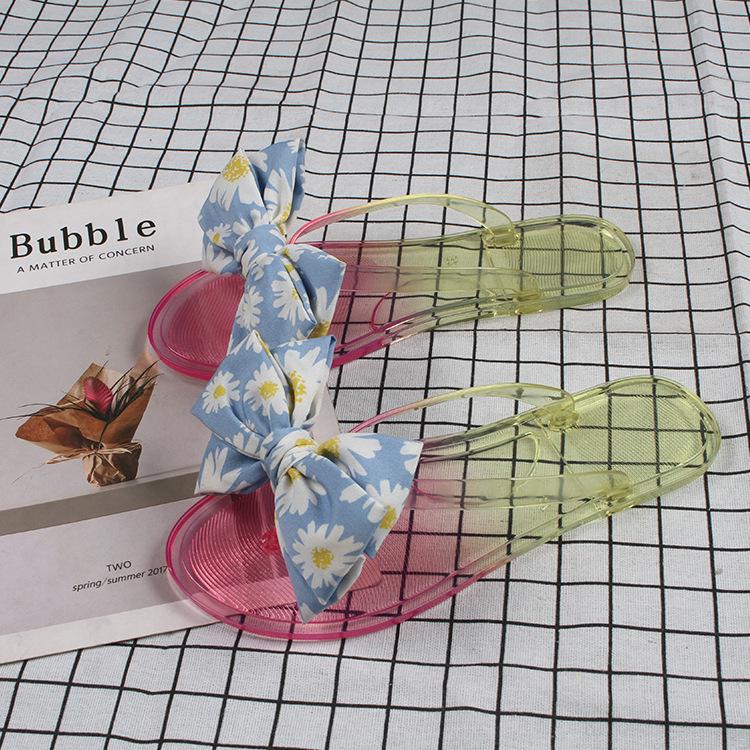 Yuzhihao Women s Summer Daisy Bow Flat Slip-on Sandals 39