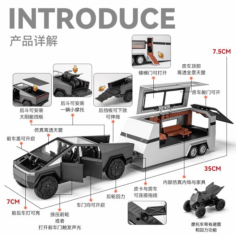 1:32 Tess Trailer Car Alloy Car Model Table With Ornaments Children's Toys