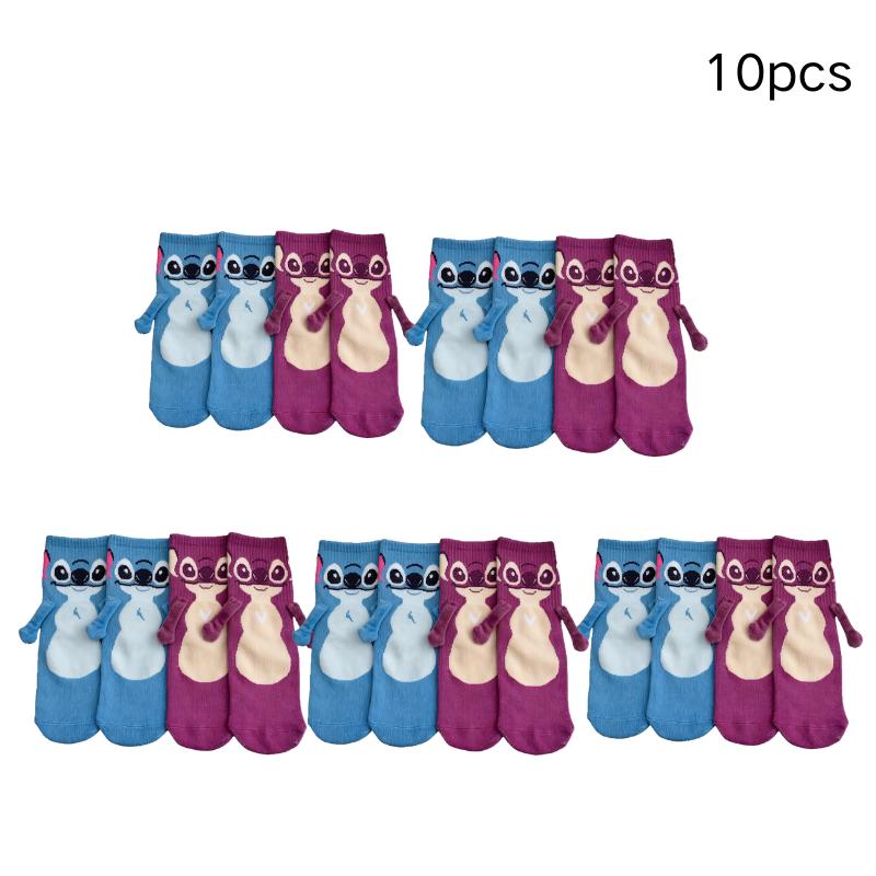 2 Paar Nieuwe Animatie Stitch Handen Vasthoudend Met Diy Heren Sokken tot Halve Kuit En Creatieve Hoge Waarde Koppel Sokken