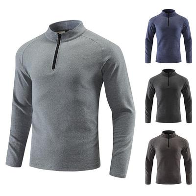 Herren Schnelltrocknende Elastische Fleecejacke: Atmungsaktiv, Warm, Samtgefüttert, Stehkragen, Langärmliges Sportoberteil
