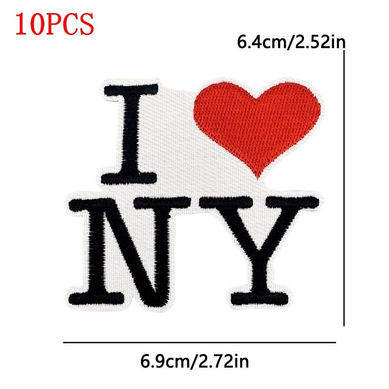 10PCS/Lot Wholesale Black Red Patches Heart Start Iron On Patches For Clithing Love Lip Embroidery Patches On Jeans Accessories