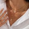 [Trendy Three-Layer Necklace For Women With Star And Moon Pendant Titanium Steel Collarbone Chain]