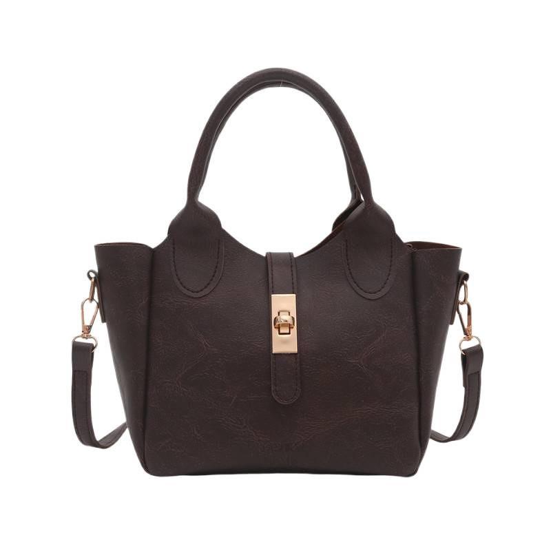 Womens Pu Water Bucket Bag With Lock Closure For Daily Use