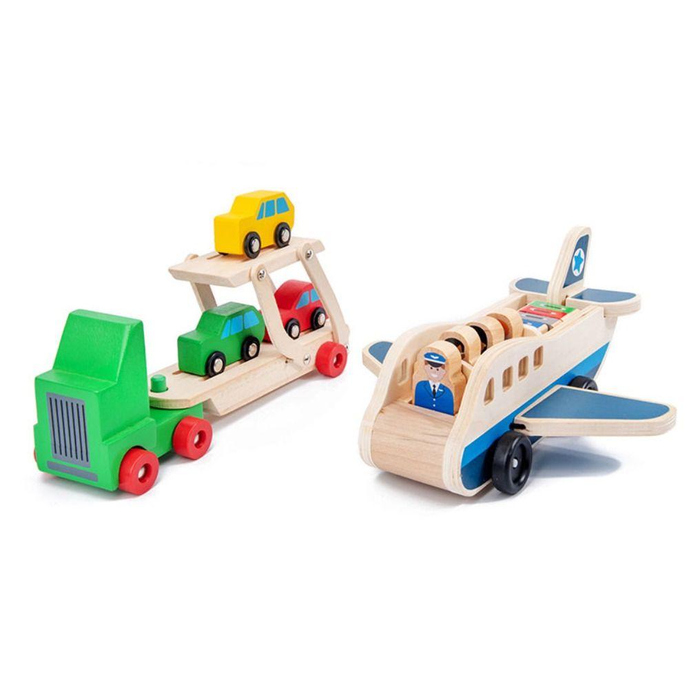Building Blocks Double Layer Car Model Simulation Wooden Transportation Toys Birthday Christmas