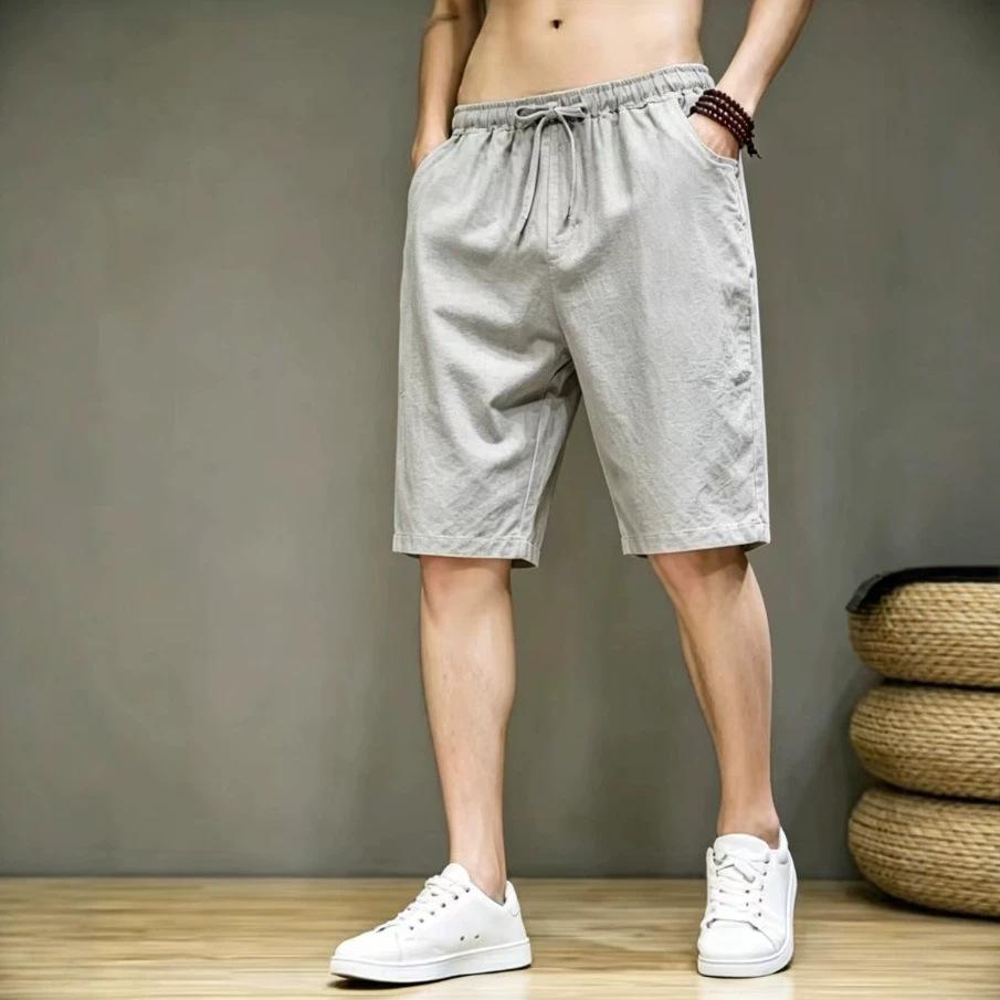 Linen Casual Shorts New Men's Summer Loose Outer Wear Five-point Pants Thin Cotton and Linen Five-point Pants
