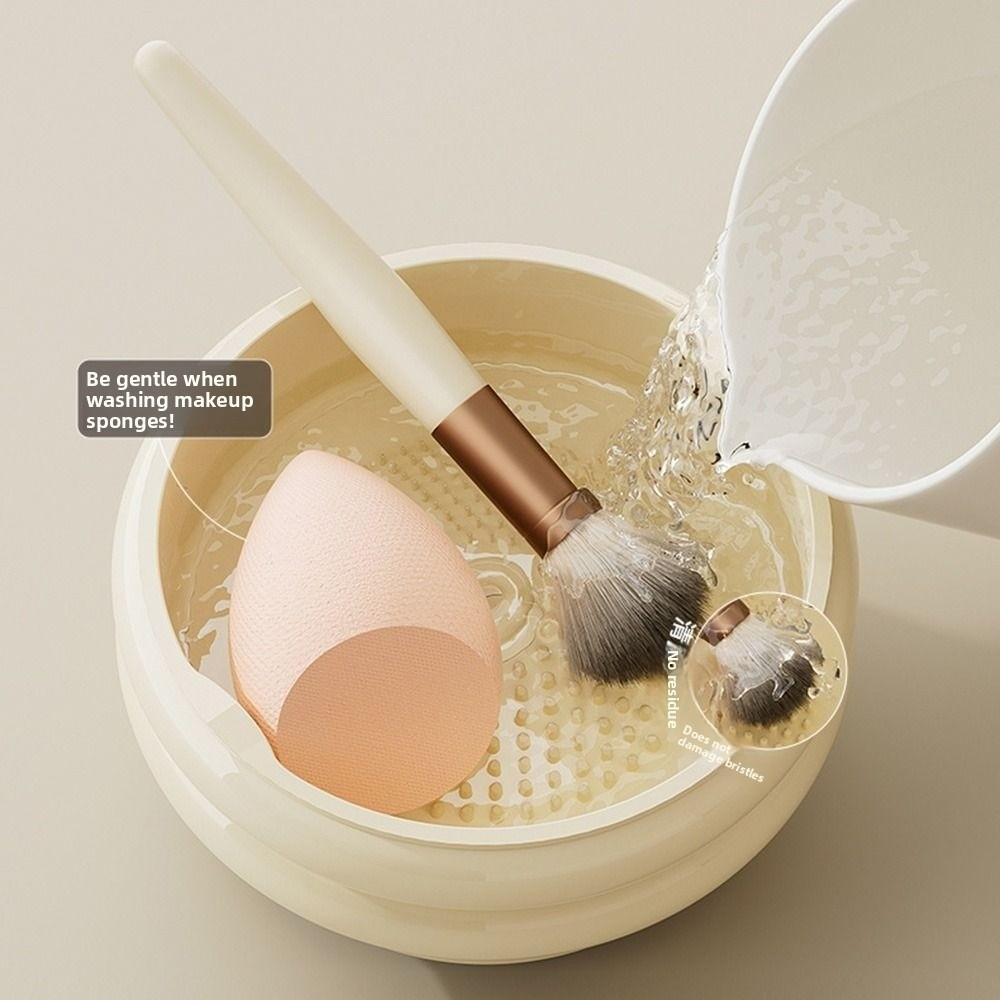 Dustproof Makeup Brush Cleaner Bowl 2-in-1 Cosmetic Brush Hang Drying Holder  Pen Holder