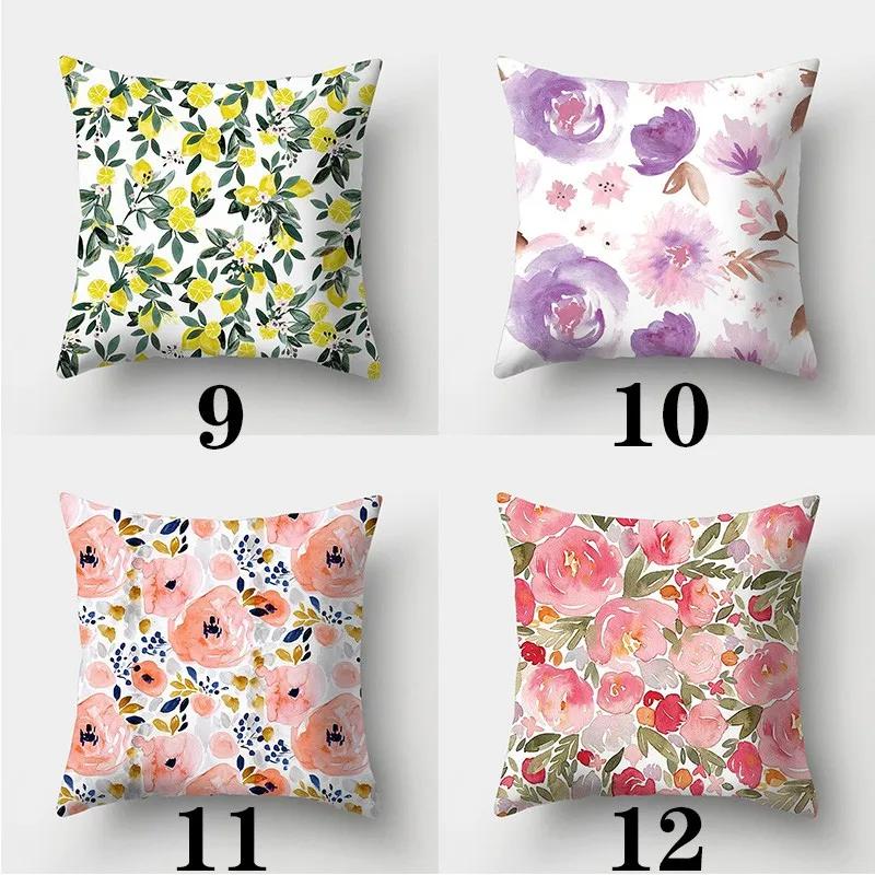 Fresh Style Pillowcase 45cmX45cm Square Sofa Pillow Cover Pretty Flowers Cushion