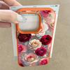 For iPhone 17 Pro Max Case Oil Painting Rose Flowers Pattern Leather Texture Silicone Cover For Funda iPhone 16 Pro Max 15 14 13 12 11 Air 16E