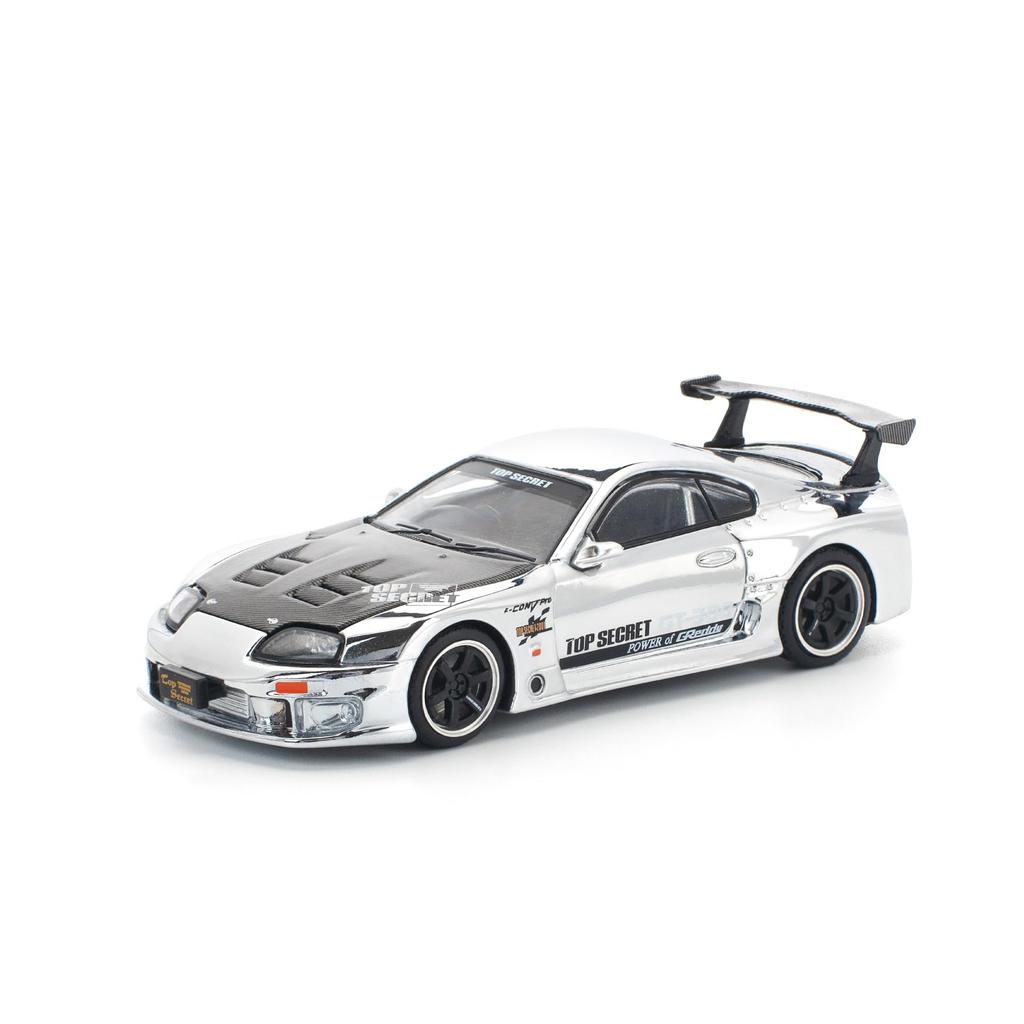 Genesis Company POP RACE Scale Top Secret GT300 Supra Silver Chrome Finished Model PR640325 1/64