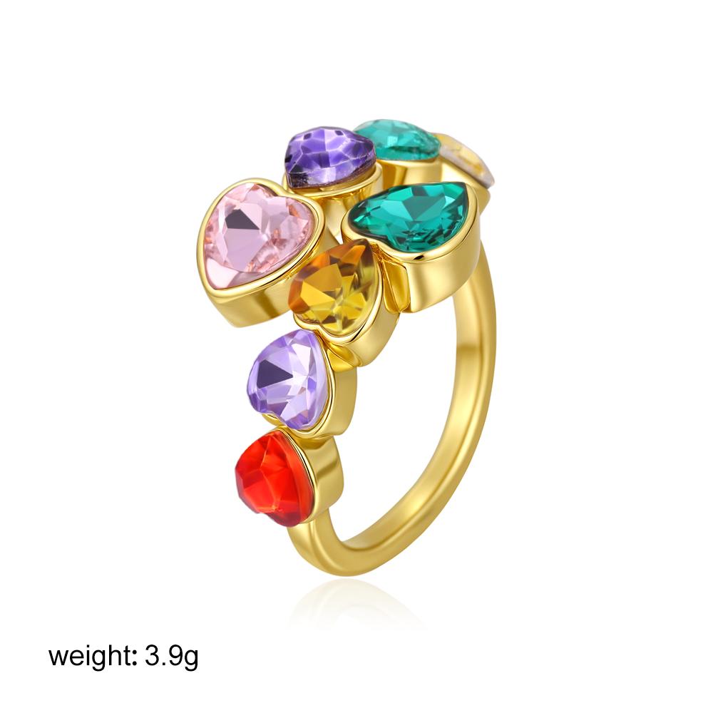 

Delicate Multicolour Heart Love CZ Cubic Zirconia Wedding Ring Non Tarnish Shiny White Crystal Opening Rings Summer Accessories