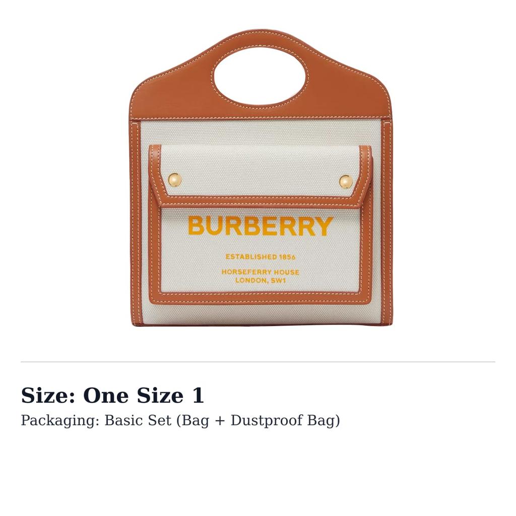 Burberry Pocket Bag Cow Leather Shoulder Bag, Crossbody Bag, Handbag Mini Women's Natural/Amber 80368121