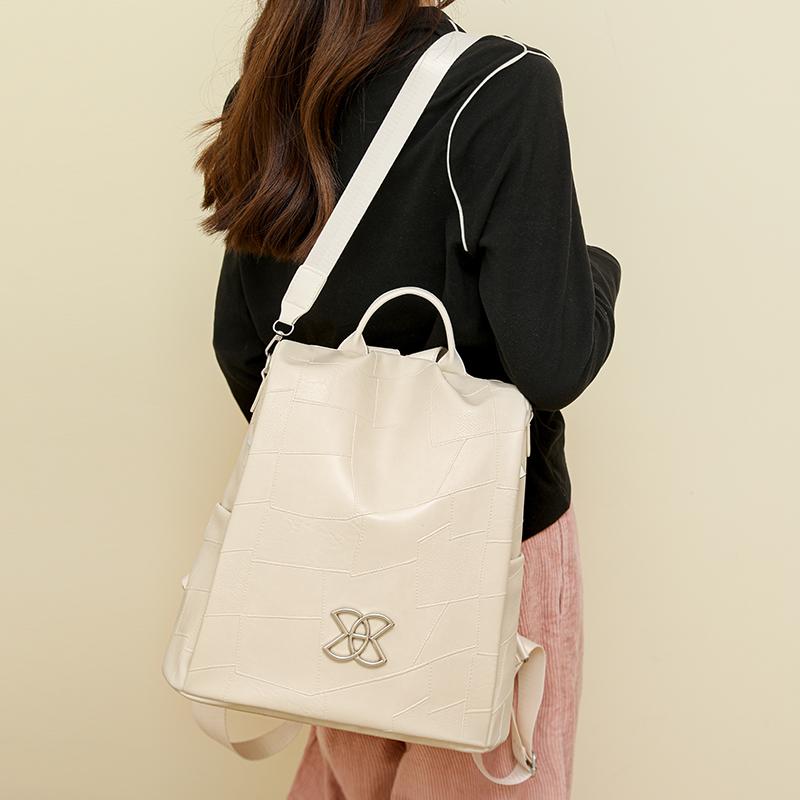 Женский противоугонный дорожный рюкзак большой вместимости из мягкой кожи коричневый — фото 18