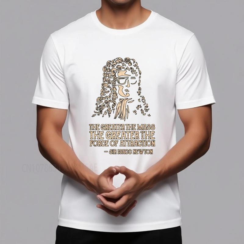 Oversized Summer Unisex T Shirt Isaac Newton Portrait With Quote Short Sleeve Relaxed Fit ONeck Tshirt Cotton Teeshirt