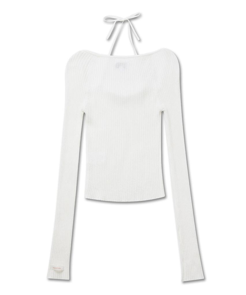 Michikoleondeonkosino Cutout Halterneck Knit Top Ivory