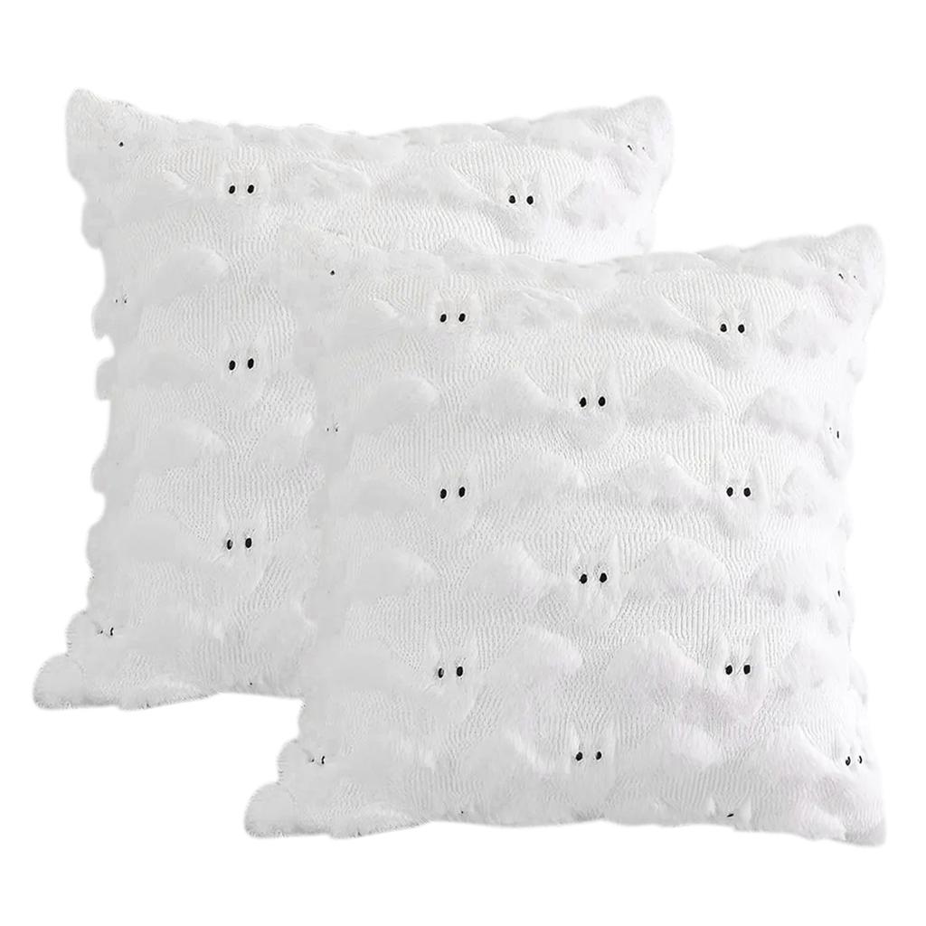 Soft Plush Pillowcase Halloween Bat Pattern Cushion Cover Living Room Sofa Bed Throw Pillow Cases Halloween Decorative 45X45cm