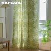 1PC NAPEARL Bohemian Retro Countryside Green Plant Pattern Półcieniące zasłony do małych okien balkonowych Home Decor
