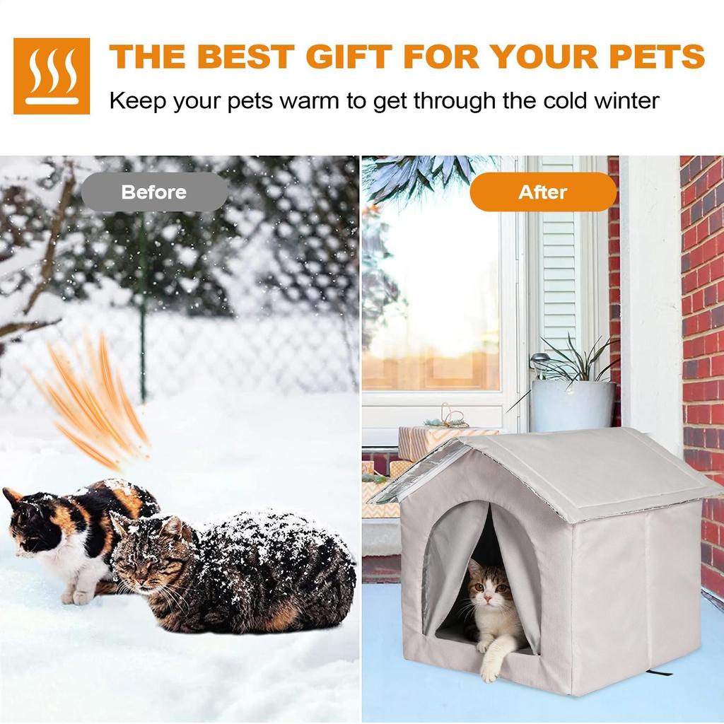 Cat House For Outside Large Waterproof Bed Outside Cat House Winter Shelter For Cold Weather Kitten Puppy Small Medium Dog Pet