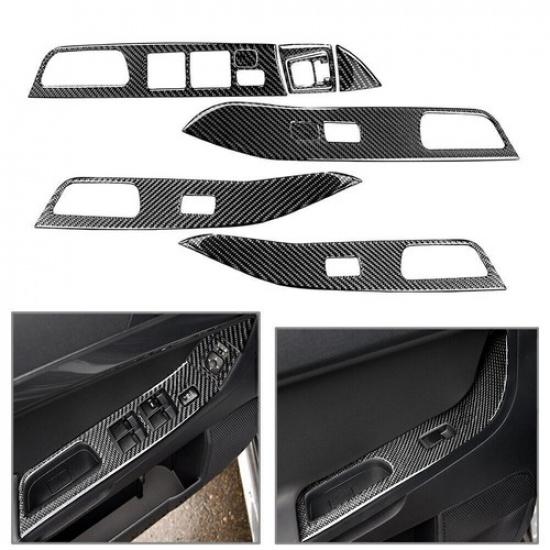 9x Carbon Fiber Window Lift Switch Panel Trim Fit Mitsubishi Lancer EVO X 08-15