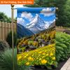 2D Flat, 2D Flat Printing Garden Flag 1pc, Mountain Village In Autumn Durable Single-Sided Print Yard Flag, Garden & Home Holiday Decoration, 29.97x44