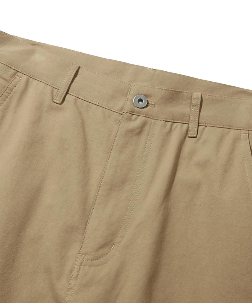 TRILLION Side Tuck Snap Button Wide Cotton Pants (Beige)