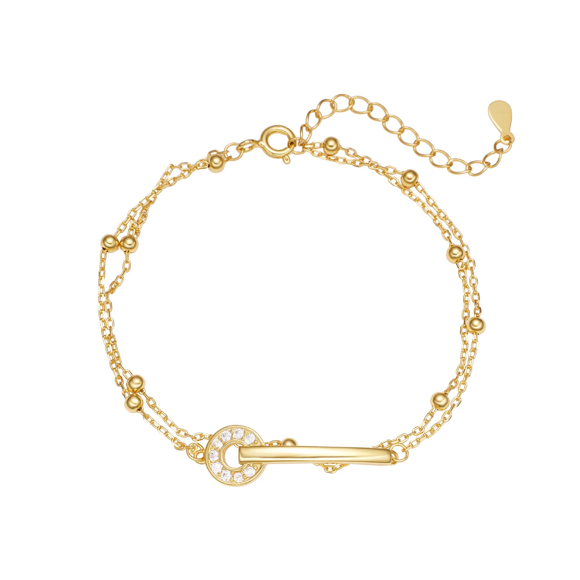 

S925 серебряный модный двухслойный браслет женский слово кольцо полный бриллиант сумка бисер цепочка нишевый дизайн смысл ювелирные изделия мода 925 Silver