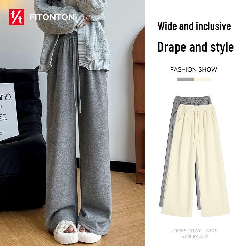 FitonTon Women's High-Waist Wide Leg Casual Pants