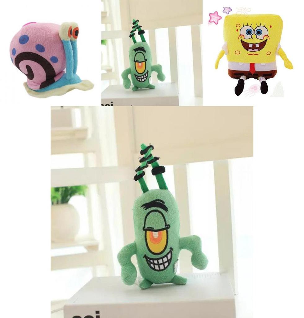 Cute Short Plush Cartoon Octopus Crab Starfish Snail Spongebob Series Toy Set