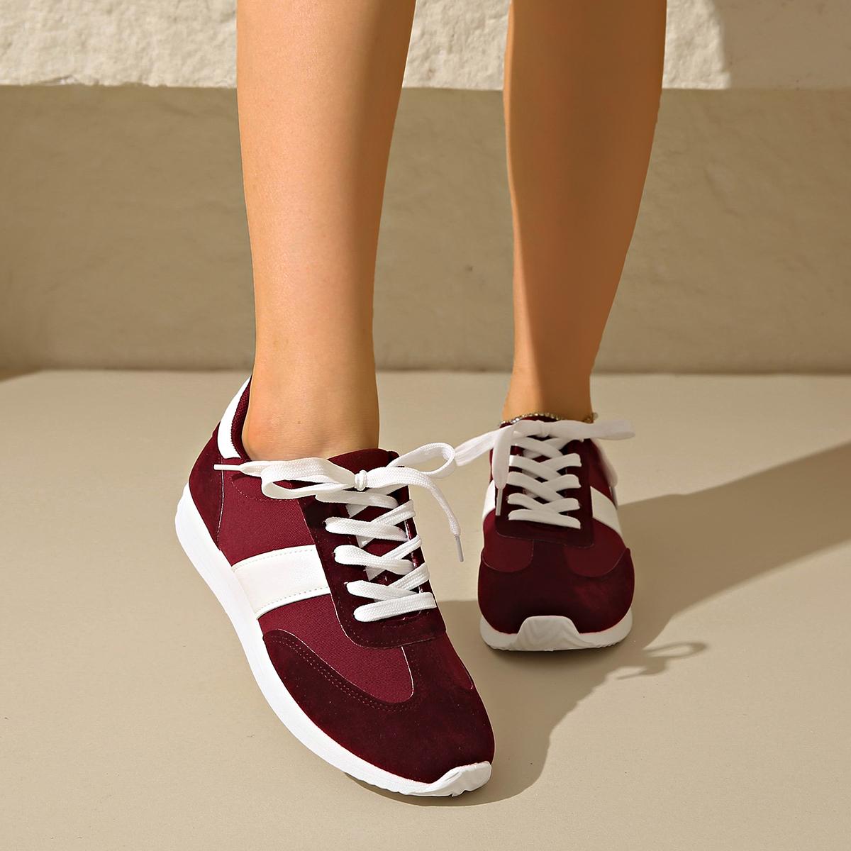 

Fashion Lightweight Fashion Sneakers for Women 2025 Spring Comfort Lace Up Casual Shoes Woman Breathable Mixed Color Sneakers 43 вино красного