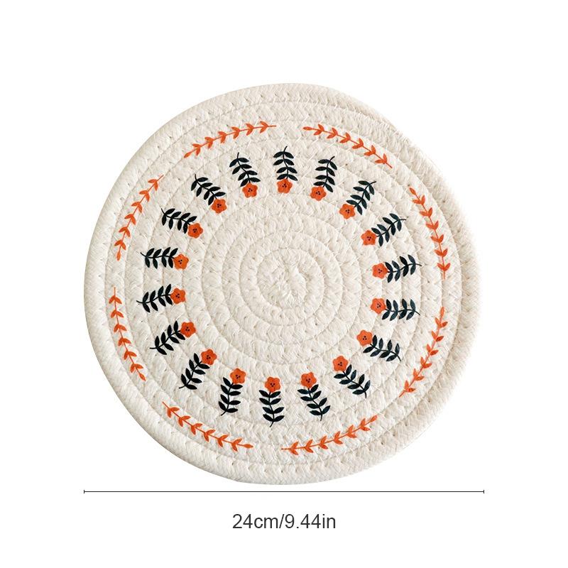 Coaster Hand Woven Cotton Heat Isolation Print Placemat Estilo Nórdico Almofada para Copos