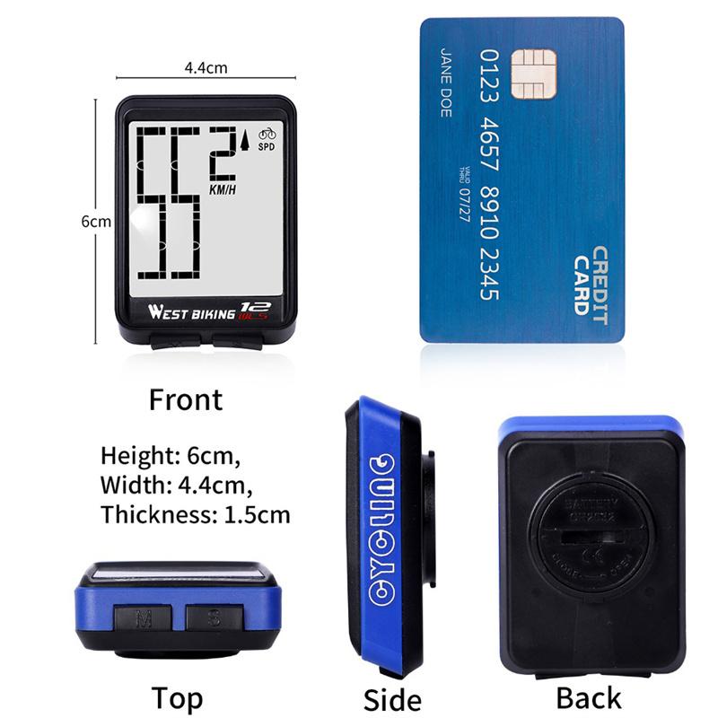 WEST BIKING Wireless Road Bike Computer Large Screen Bicycle Speedometer White Backlight Waterproof Odometer Cycling Stopwatch