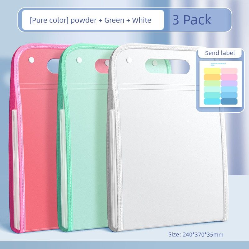 Large Capacity File Holder Ins Good-looking Paper Buggy Bag Organize Fantastic Middle School Students Book Clip Subject Classification Test Paper Clip