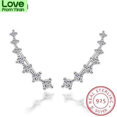 925 Sterlingsilber Vier Krallen Sieben Sterne Zirkonia Clip-Ohrringe Für Damen Ohrklemme