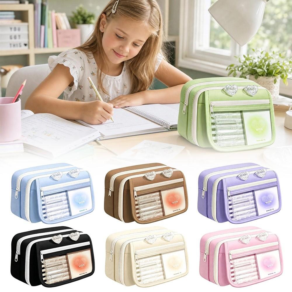 Oxford Pencil Pouch Multi-Layer Pen Organizer New Stationery Case for Girls