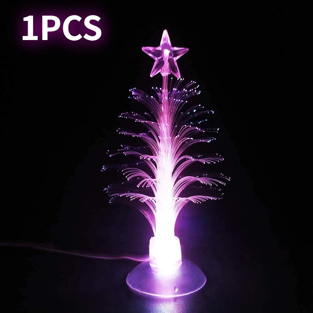 3/1pcs Mini Flashing LED Christmas Tree Colorful Fiber Optic Christmas Tree Night Light Home Party Decorations Romantic Gifts