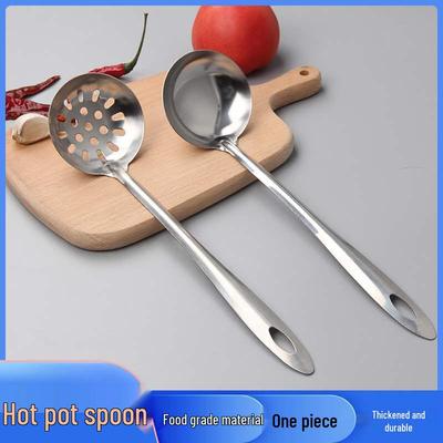 Extended Stainless Steel Soup Ladle and Strainer for Home and Restaurant Hot Pot